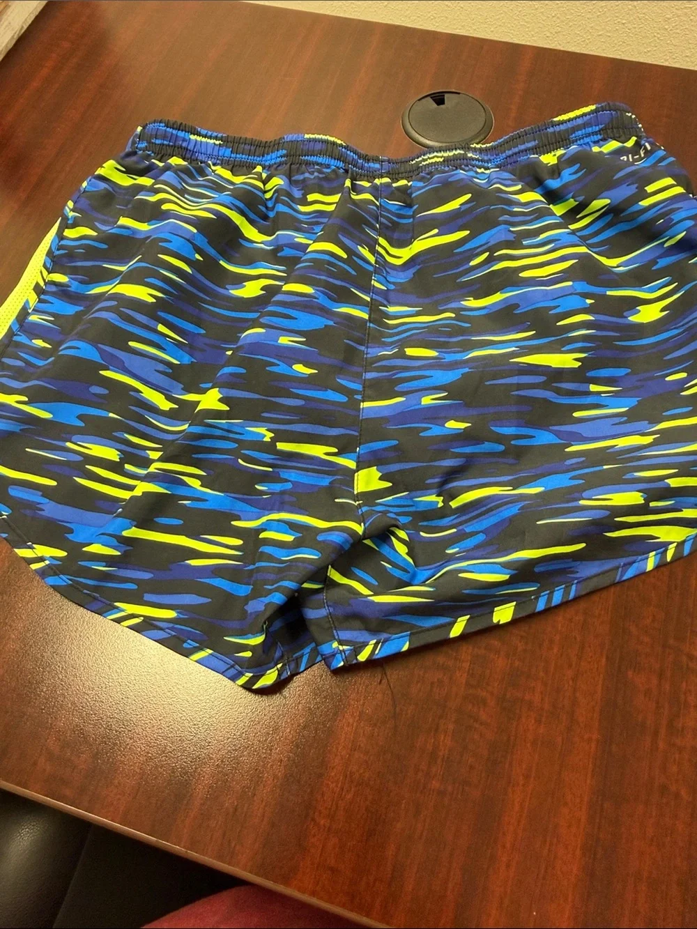 Nike Women’s Blue & Lime Patterned Athletic Shorts